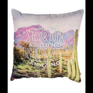 Primitives By Kathy Look Around Life Is Pretty Amazing Throw Pillow New with Tag